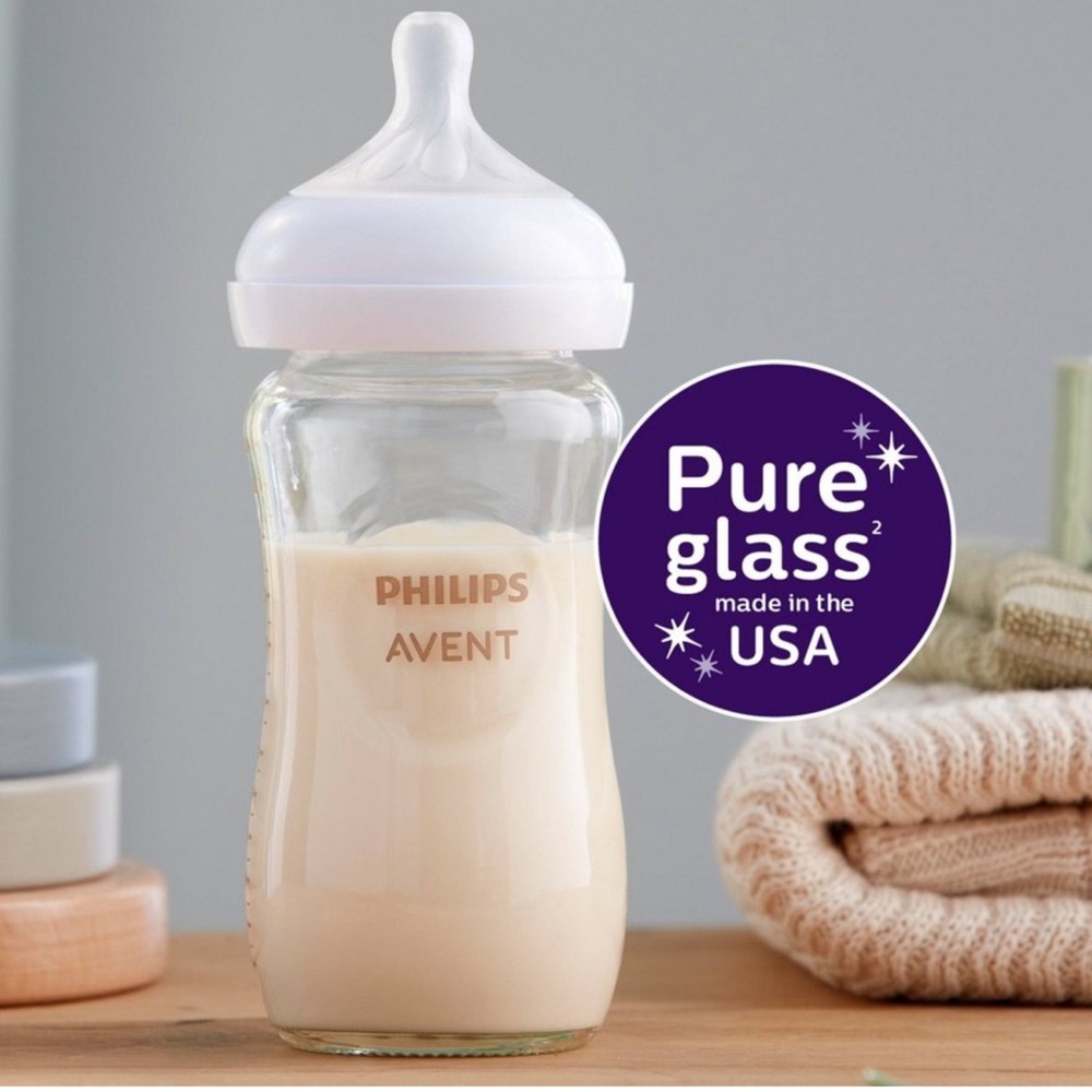 Philips Avent Glass Natural Baby Bottles w/ Natural Response Nipple, 8oz - VGUC - Picture 8 of 10